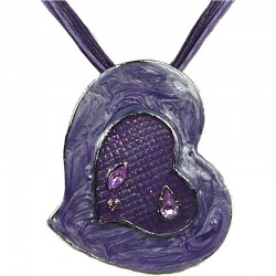 Chic Fashion Women Girls Gift, Costume Jewellery, Purple Enamel Heart Cord Necklace