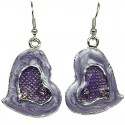 Purple Enamel Heart Drop Earrings