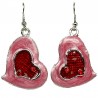 Chic Fashion Women Girls Gift, Costume Jewellery, Red & Pink Enamel Heart Drop Earrings