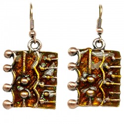 Chic Costume Jewellery, Trendy Fashion Young Women Girls Gift, Brown Enamel Rectangle Drop Earrings