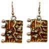 Chic Costume Jewellery, Trendy Fashion Young Women Girls Gift, Brown Enamel Rectangle Drop Earrings