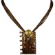Chic Costume Jewellery, Fashion Young Women Girls Gift, Brown Enamel Rectangle Pendant Cord Necklace