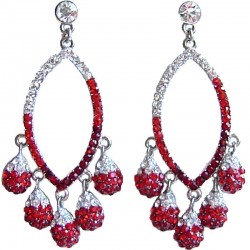 Dressy Costume Jewellery Gift, Fashion Wedding Party Dress Accessories, Red Diamante Dangle Teardrop Statement Earrings