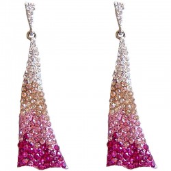 Dressy Costume Jewellery, Fashion Young Women Gift, Pink Diamante Dance Triangle Drop Earrings