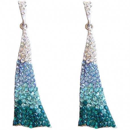 Dressy Costume Jewellery, Fashion Young Women Gift, Blue Diamante Dance Triangle Drop Earrings