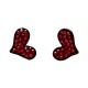 Fashion Young Women Costume Jewellery, Girls Earring Studs, Red Diamante Pave Heart Stud Earrings
