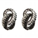 Monochrome Diamante Double Loop Large Stud Earrings