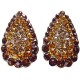 Chic Fashion Women Costume Jewellery, Bold Earring Studs, Brown Diamante Pave Teardrop Large Stud Earrings