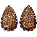 Brown Diamante Pave Teardrop Large Stud Earrings