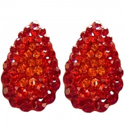 Chic Fashion Women Costume Jewellery, Bold Earring Studs, Red Diamante Pave Teardrop Large Stud Earrings