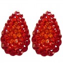 Red Diamante Pave Teardrop Large Stud Earrings