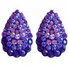 Chic Fashion Women Costume Jewellery, Bold Earring Studs, Purple Diamante Pave Teardrop Large Stud Earrings