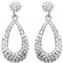 Clear Diamante Pave Teardrop Drop Earrings