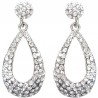 Bridal Costume Jewellery, Fashion Women Wedding Party Dress Gift, Clear Diamante Pave Teardrop Drop Earrings