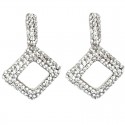 Clear Diamante Rectangle Rhombus Drop Earrings