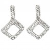 Cool Fashion Dressy Costume Jewellery, Women Gift, Clear Diamante Rectangle Rhombus Drop Earrings