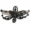 Handmade Bead Costume Jewellery, Fashion Handcrafted Women Gift, Black Beaded Glamour Flower Double Strand Bracelet