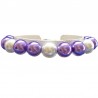 Fake Pearls Simulated Imitation Costume Jewellery Bracelets, Fashion Women Girls Gift, Purple & White Faux Pearl Bracelet