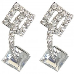 Bling Hip Hop Costume Jewellery Accessories, Fashion Women Dainty Gift, Clear Diamante Double Rhombus Comet Long Stud Earrings
