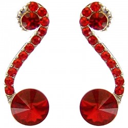 Bling fashion Hip Hop Costume Jewellery Accessories, Women Girl Small Dainty Gift, Red Diamante Twist Dot Long Stud Earrings