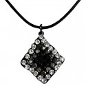 Black Diamante Lozenge Cord Necklace