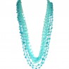 Natural Stone Costume Jewellery Accessories, Fashion Women Gift, Blue Howlite & Blue Bead Multi Strand Crochet Long Necklace