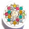 Bold Costume Jewellery Large Big Rings, Fashion Women Girls Gift, Multi Colour Diamante Blossom Statment Flower Ring