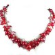 Statement Costume Jewellery, Red Illusion Fashion Pearl Cluster Necklace