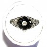 Simple Costume Jewellery Rings,Trendy Young Women Girls Dainty Gift, Black Diamante Fashion Cluster Ring