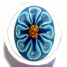 Handcrafted Art Costume Jewellery, Fashion Women Handmade Gifts, Blue Marigold Polymer Clay Oval Ring