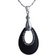 Chic Costume Jewellery Rope Nercklaces, Fashion Women Accessories Small Gift, Black Teardrop Clear Diamante Pendant