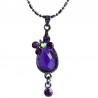 Costume Jewellery Necklaces, Fashion Women Accessories Girls Small Gift, Purple Diamante Butterfly Oval Drop Pendant Necklace