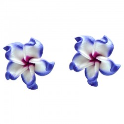 Purple Lily Clay Flower Stud Earrings