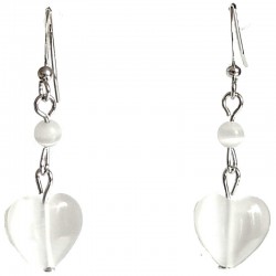 Small Costume Jewellery, Fashion Jewelry Earrings UK, White Natural Stone Heart Earrings, Short Dangle/Dainty Drop Earrings
