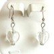 Fashion Women Girls Beaded Costume Jewellery Accessories, White Small Murano Glass Heart Bead Dainty Drop Earrings