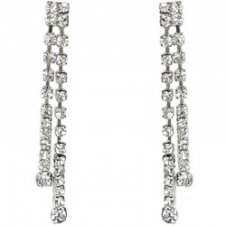 Clear Diamante Double Strand Linear Drop Earrings